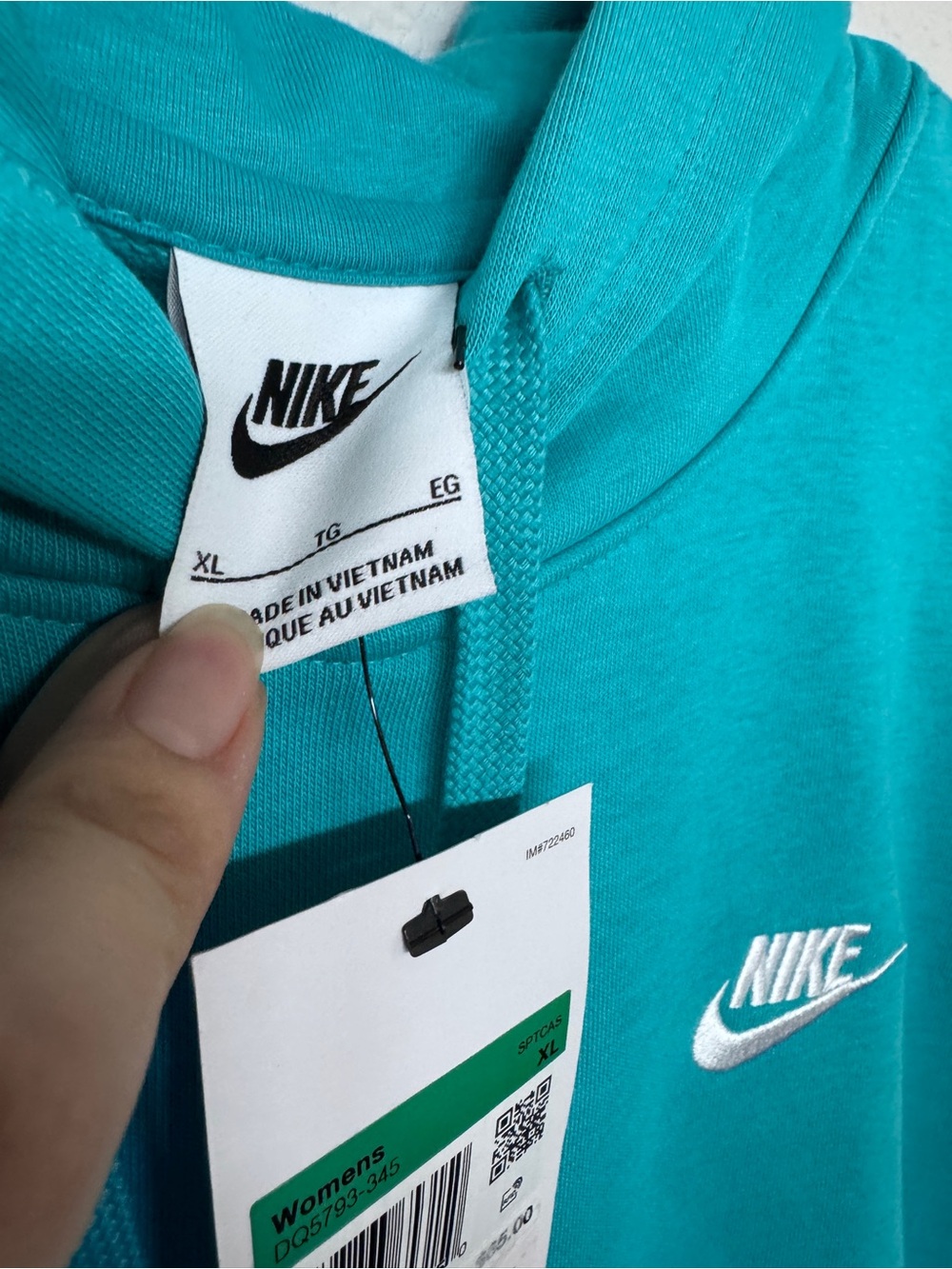 NWT Nike Women's Club Fleece Pullover Hoodie teal sz XL - Picture 5 of 8